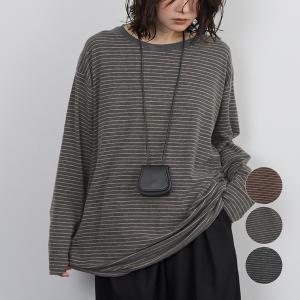 LINEクーポン利用で3990円★トップス カットソー ロンT ボーダー ベーシック カジュアル 大人カジュアル 秋 冬 韓国ファッション/ボーダー長袖トップス