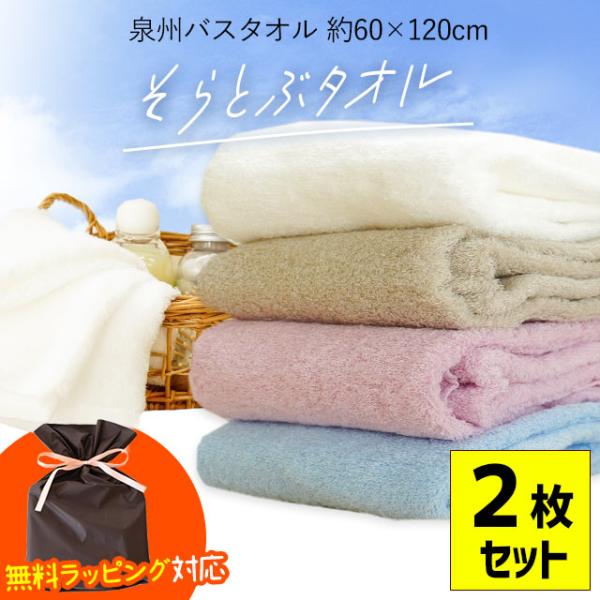 そらとぶタオル バスタオル 2枚セット 60×120cm 日本製 綿100％ エアーフィーリング 吸...