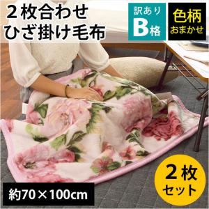 訳あり品 ひざ掛け毛布 2枚セット 70×100cm 2枚合わせ 膝掛け 暖かい毛布 ブランケット 色柄おまかせ