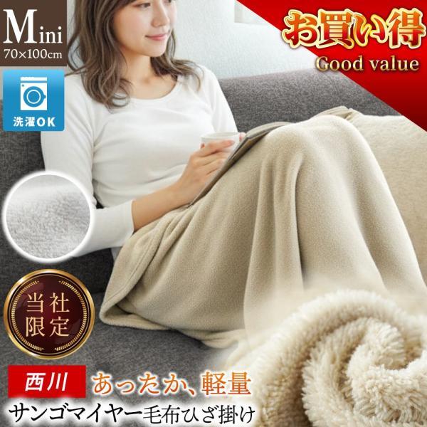 ひざ掛け 西川 サンゴマイヤー 毛布 ニューマイヤー毛布 70×100cm ブランケット 薄手 秋 ...