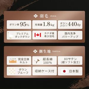 羽毛布団 ダブル カナダ産プレミアムダウン95...の詳細画像2
