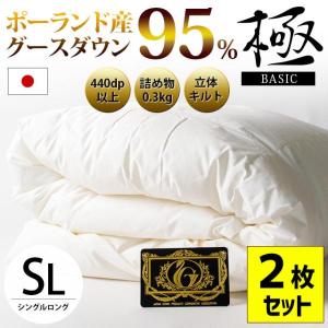 羽毛布団 ダブル 暖かい布団 グース93% オールシーズン2枚合わせ羽毛