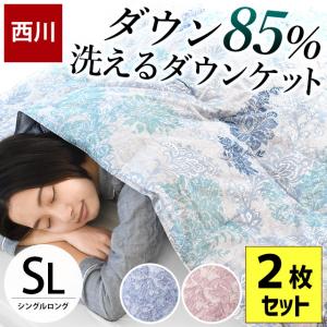 ダウンケット 羽毛肌掛け布団 シングル 2枚セット 西川 ダウン85％ 夏用 日本製 洗える羽毛肌布団 ダウンケット