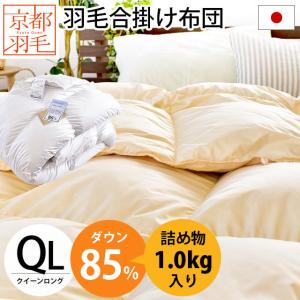 羽毛合掛け布団 クイーン ダウン85％ 1kg 日本製 春 夏 秋 ダウンケット 春の羽毛布団 ふとん 京都羽毛 羽夏 うか｜futon