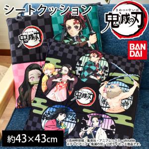 鬼滅の刃 シートクッション 43×43cm スクエア 座布団 紐付き グッズ たんじろう ねずこ ぜんいつ ぎゆう 公式 正規品