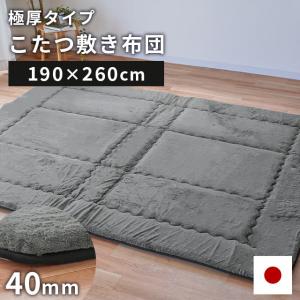こたつ敷き布団 長方形 3畳 190×260cm 日本製 極厚ラグ 厚み約40mm フランネル ボリューム 無地 マット カーペット