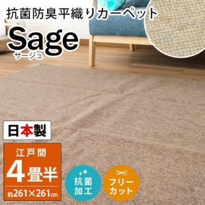 カーペット 6畳 江戸間 261×352cm 日本製 抗菌 防臭 平織り フリー
