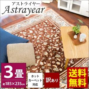 訳あり品 ラグ 3畳 185×235cm ホットカーペット対応 エスニック風 ボリューム ラグマット アストライヤー 秋冬ラグ