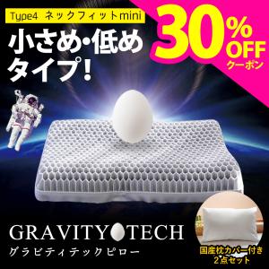 ジェル枕 ゲル枕 無重力まくら グラビティテックピロー タイプ4 ネックフィット ミニ 低い枕 綿100％枕カバー付き2点セット