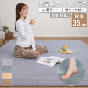 ラグ 厚手 極厚 高反発 ウレタン 2畳 正方形 190×190 防音 抗菌防臭 防ダニ 滑り止め付 高反発ラグ マット ラグマット カーペット ラグカーペット 絨毯