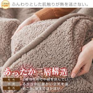 毛布 ダブル あったか三層構造 もこもこシープ...の詳細画像1