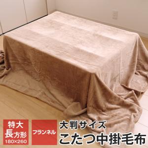 全品P5倍 10/31 23:59迄 こたつ中掛け毛布 特大長方形 ジャンボサイズ 180×260cm フランネル 薄手 こたつ 毛布 冬 エマ