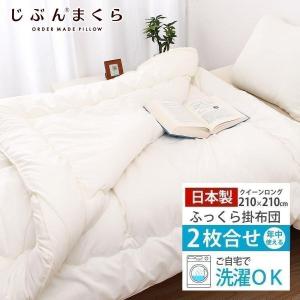 掛け布団 洗える クイーン 2枚合せ 年中使える ほこりの出にくい掛布団  日本製 210×210cm ウォシュロン 新生活応援 QL