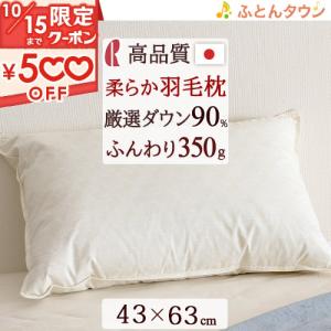 枕 まくら 羽毛入り枕 ダウン93% ホテル仕様 43×63cm 日本製 ダウンピロー 羽根枕 羽根まくら フェザーピロー マクラ｜futontown