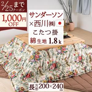 西川（nishikawa） 合繊こたつ掛け布団 超長方形 綿100％ 薄型 西川
