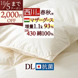 羽毛肌掛け布団 グース ダウンケット ダブル 洗える 夏用 綿100％ 日本