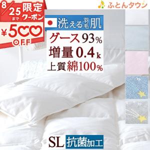 羽毛肌掛け布団 グース シングル 日本製 『増量0.4kg』 ホワイトグースダウン93％ ダウンケット 抗菌 夏用 洗える 綿100%｜futontown