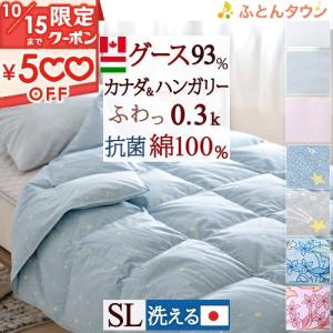 羽毛肌掛け布団 シングル グース 日本製 ハンガリー産・カナダ産ホワイトグースダウン93％ 0.3kg 綿100% 抗菌 羽毛布団 夏用 薄手 薄｜futontown