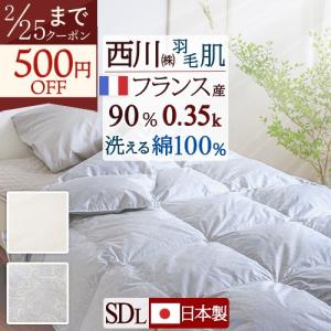 東京西川　羽毛掛け布団 シングルサイズ150x210cm 西川（nishikawa） 羽毛肌掛け布団 ダブル 東京 リビング 増量0.5kg 側