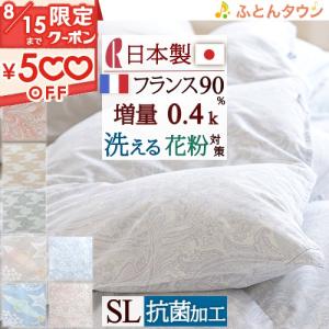 羽毛肌掛け布団 シングル 日本製 ロマンス小杉 フランス産ダウン90％ 羽毛布団 夏用 増量0.4kg 洗える シングル｜futontown