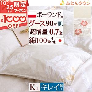 肌掛け布団 キング 日本製 ポーランド産グースダウン90％ 超増量0.7kg 羽毛布団 夏 掛け布団 キングサイズ 夏用肌掛け布団｜futontown