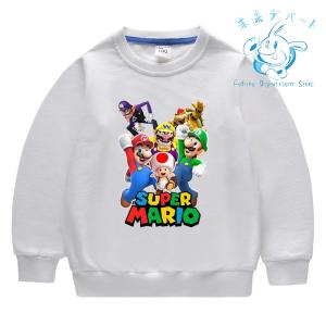 複数注文送料お得!◆ マリオ Super Mario 子供服 春秋冬 トップス 薄手 スウェット 丸首 柔らかい 男の子 女の子 部屋着 通気性 洗い易い 汚れにくい かわいい｜future-mall