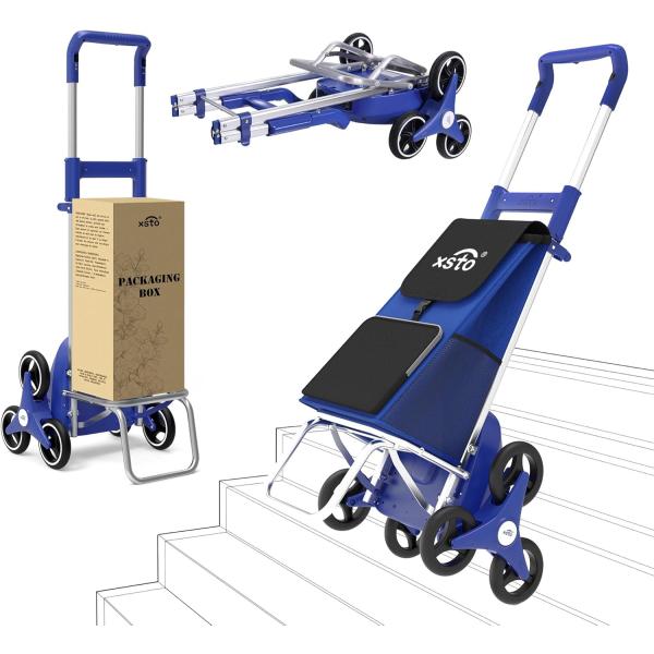 XSTO 電動階段昇降台車 ショッピングカート 買い物袋付き  折り畳み 軽量静音 耐荷重30kg ...