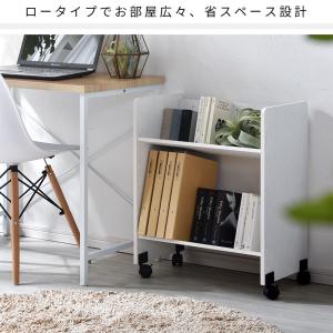 ファイルワゴン 2段 斜め 本棚 キャスター付...の詳細画像2