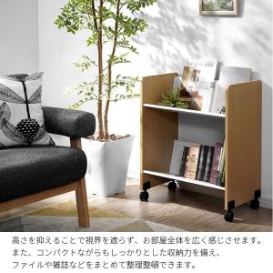 ファイルワゴン 2段 斜め 本棚 キャスター付...の詳細画像3