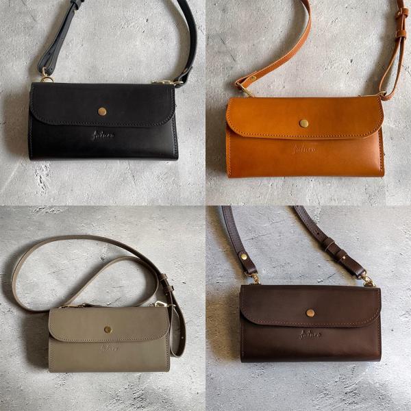 【受注生産】アルモニカ レディース 長財布 ショルダーバッグ スマホショルダー 軽い 本革 レザー ...