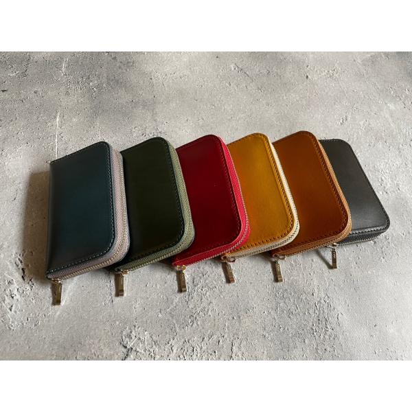 ミニラウンドファスナー財布 二つ折り財布 メンズ レディース本革 カラバリ コンパクト