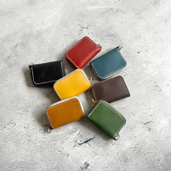 【受注生産】ミニミニラウンドファスナー財布　本革　カラバリ　コインケース　メンズ　レディース