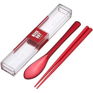 岩崎工業 スプーン  箸セット 18cm レッド とっても強いケース入り