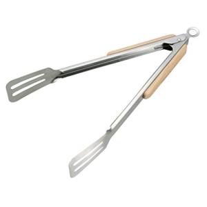 キャプテンスタッグCAPTAIN STAG アウトドア BBQ トング ウッドグリップ ターナートング 30cm ステンレス製 ストッパー付き