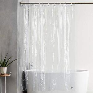 KaiYiシャワーカーテン 透明 バスカーテン 90x180cm 防カビ防水 間仕切り ユニットバスカーテン リング付属