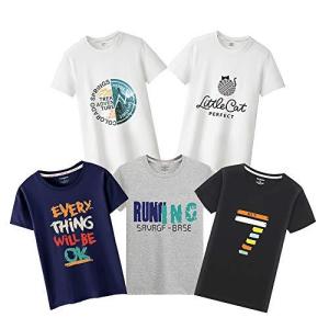 Tシャツ 半袖 服 メンズ 夏 5点セット 綿100% インナーシャツ 5枚組 カジュアル カットソー ファッション 丸襟 柔