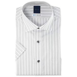 形態安定加工ワイシャツ 半袖 ワイドカラー メンズ YDN532  YDN532 480-グレー-ワイド