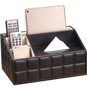 IKENOKOI卓上収納ケース 小物入れ デスク置き棚 ティッシュケース 多機能 PUレザー オフィス