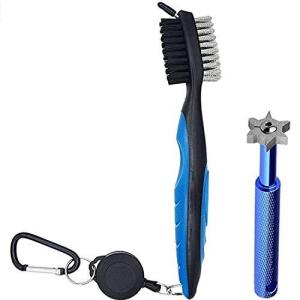 DecentGadget ゴルフブラシ 溝クリーナー アイアン溝削り ゴルフクラブ清掃 メンテナンス用品 クリーニング 軽量 便利 ブラシ+シャープナ