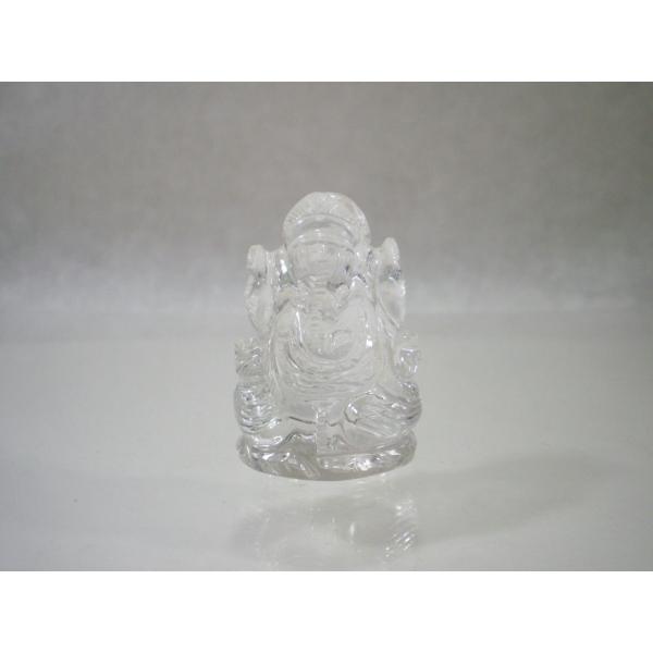 ガネーシャ（聖天、しょうてん）を彫り込んだヒマラヤ産天然水晶　ポーチ付き  190319-9