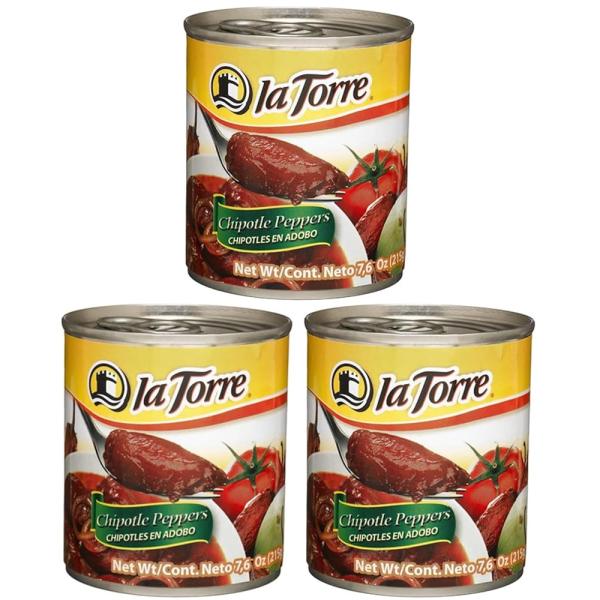 チポトレペッパー 缶詰 la Torre ラトーレ 215g×3缶 メキシコ産 燻製 唐辛子 CHI...