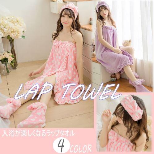 バスドレス ラップドレス レディース ヘアバンド ソックス 3点セット バスローブ バスラップ 巻タ...