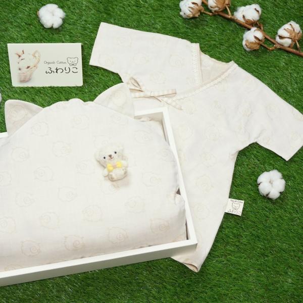 出産祝いギフト2点セット 2styleねこ耳トッポンチーノ・コンビ肌着 ｜ラッピング付き｜オーガニッ...