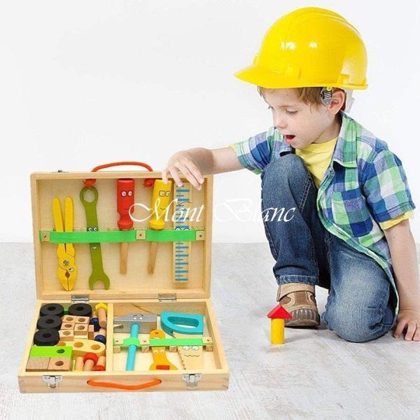 大工さん 子供用 工具セット 子どもに人気な大工さんセット 木製ツールボックス おままごと 木のおも...