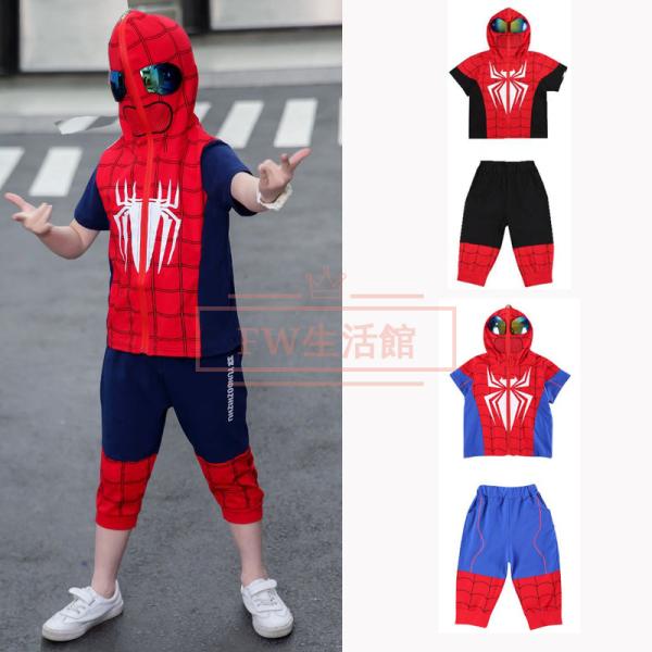 スパイダーマン 子供用 羽織り Tシャツ 半袖セット 可愛い夏服 コスプレグッズ