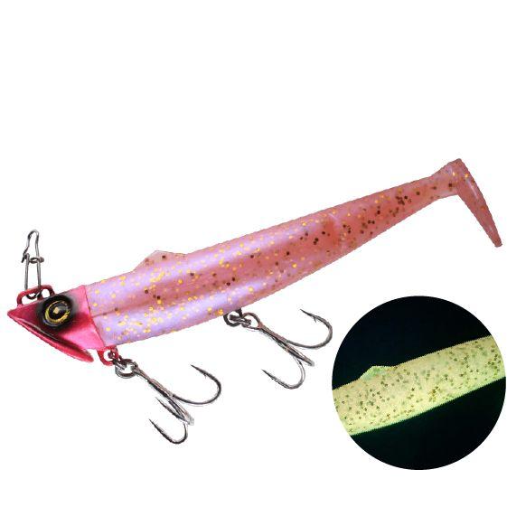 ハヤブサ ジャックアイ フリフリシャッド 20g #5 ピンクグロー金ラメ