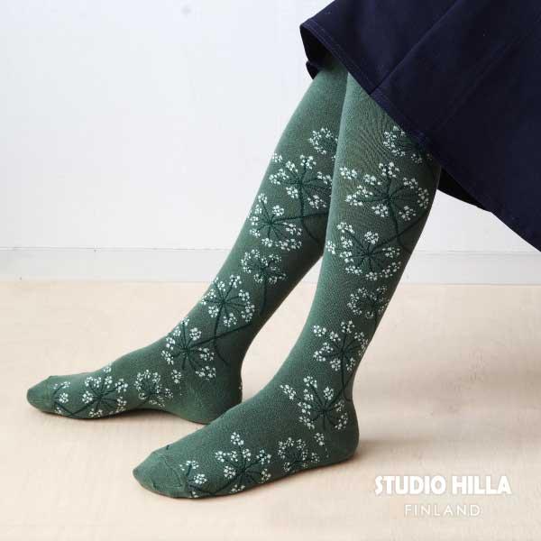ハイソックス STUDIO HILLA スタジオヒッラ kerstin ケルスティン 靴下 グリーン...