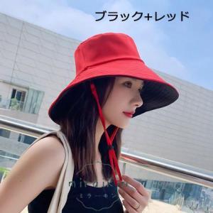 両面使える レディース つば広 UVカット 帽...の詳細画像2