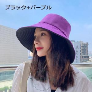 両面使える レディース つば広 UVカット 帽...の詳細画像5