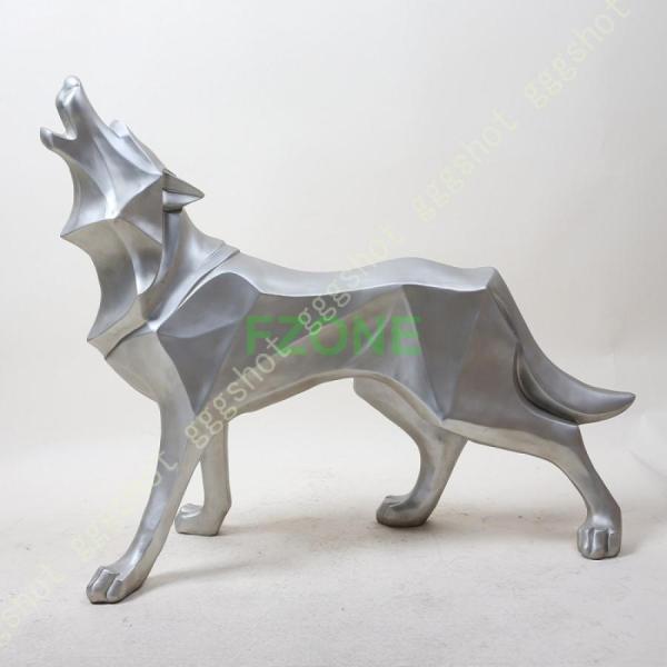 レジン オオカミ像 手彫り 抽象 シルバー 樹脂 狼 装飾 ギフト 小動物 彫刻 置物 シンプル 北...